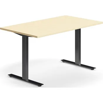 Psací stůl Psací stůl QBUS, T-nohy, 1400x800 mm, černá podnož, bříza