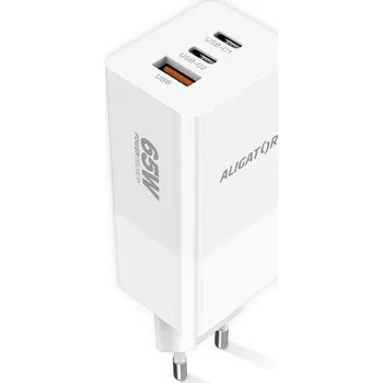 Telefonní příslušenství Nabíječka do sítě Aligator GaN, PD 65W, 2xUSB-C + USB - bílá