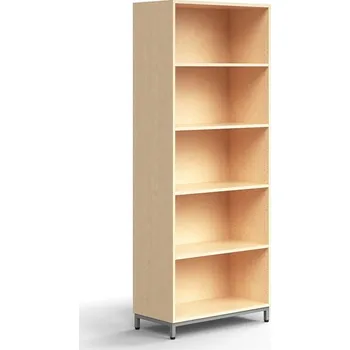 Knihovna Regál QBUS, 4 police, nohy, 2020x800x400 mm, stříbrná, bříza