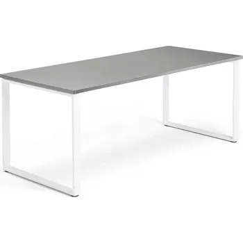Psací stůl Psací stůl QBUS, O-podnož, 1800x800 mm, bílý rám, světle šedá