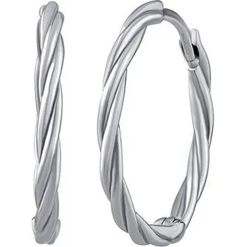 Náušnice Zlaté náušnice kruhy Xenie točené z bílého 14kt zlata 18 mm QR035ROEGW