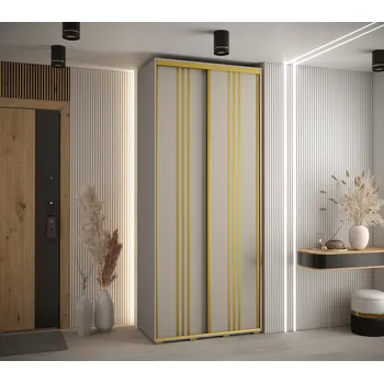 Šatní skříň Šatní skříň Dakota 6 - hloubka 45 cm Rozměry: 100 cm, Pásky / úchyty: Zlatý, Barva korpusu + barva dveří: Kašmír