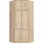 Rohová šatní skříň CLP 100 cm 6D dub sonoma