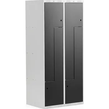 Šatní skříň Šatní skříňka CLASSIC Z, 2 sekce, 4 boxy, 1800x800x500 mm, šedá/černé dveře