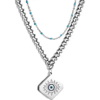 Náhrdelník Dámský dvouřadý náhrdelník z chirurgické oceli Boží oko Titan Jewerly 2306301505253268