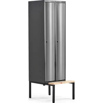 Šatní skříň Šatní skříňka CURVE, 2 sekce, 2120x600x550 mm, lavice, šedé dveře