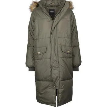 Dámský kabát Dámský kabát Urban Classics Ladies Oversize Faux Fur Puffer Coat - olivový M