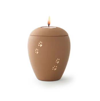 Smuteční dekorace Zvířecí urna Siena Paws se svíčkou - Sand 1,5l