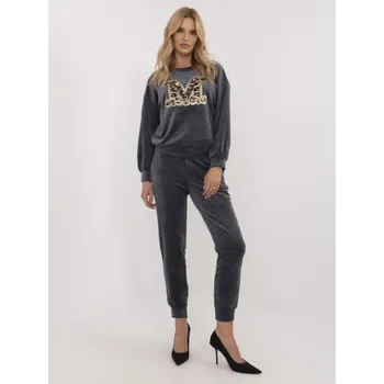 Dámský komplet s písmenem velurový M grafitový