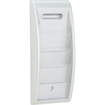 Stojan na prospekty PROMOTE, 4 kapsy A4, stříbrný