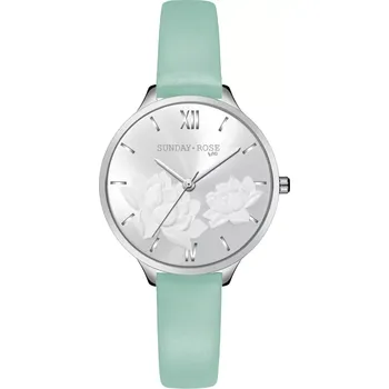 Hodinky SUNDAY ROSE Dámské luxusní designové hodinky SUNDAY ROSE Fashion Pastel Green SUN-F13 ( )