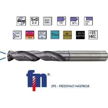 Pexeso SK vrták 14,0 x 124mm 5xD AlTiN 140° DIN6537 K , vnitřní chl. , ZPS S10222.140