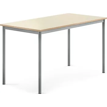 Jídelní stůl Stůl BORÅS, 1400x700x760 mm, stříbrné nohy, HPL deska, bříza