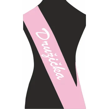 Party dekorace ON-DESIGN Šerpa DRUŽIČKA Barva: růžová, Barva potisku: bílá, Fonty písma: Brush Script MT