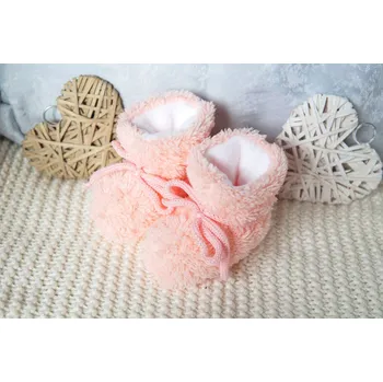 Capáčky AMÁLKA Zateplené chlupaté bačkůrky, lososové Velikost: 56-68