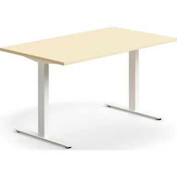 Psací stůl Psací stůl QBUS, T-nohy, 1400x800 mm, bílá podnož, bříza