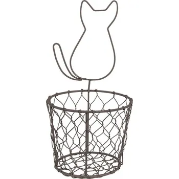 Úložný box Hnědý kovový úložný košík s motivem králíka – 13x25 cm