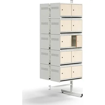 Věšák Skříň na boty ENTRY, přídavná sekce, 20 dřevěných dvířek, 1800x600x600 mm, bílá/bříza