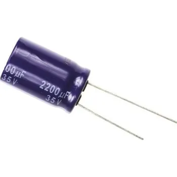 Kondenzátor, řada: M-A 2200μF ±20procent 35V dc, Radiální, Průchozí otvor Hliníkové elektrolytické Panasonic