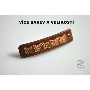 Kožená spona do vlasů - motýli. (MOŽNOST VÍCE BAREVNÝCH VARIANT / Leather hair clip – Butterflies.)