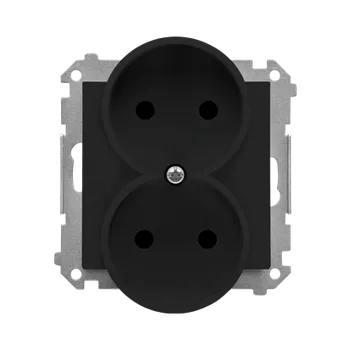 Elektrická zásuvka Simon 55 TG2MCZ.01/149 Zásuvka 2 násobná, bez uzemnění, se clonkami černá matná