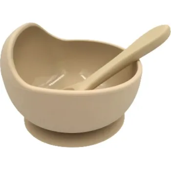 dětská jídelní sada Silikonová miska s přísavkou a lžičkou Baby in World Barva: Sand