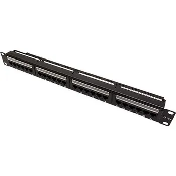 Patch panel Patchpanel 19'' kat. 6a UTP, 24 portů, černý