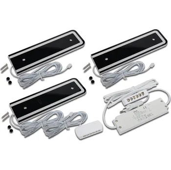 Lampička Hera Svítidlo LED pod skříňku U-Pad F, sada 3 kusů 3000K černá Senzor 3 x 6,5 W LED - Doprava zdarma