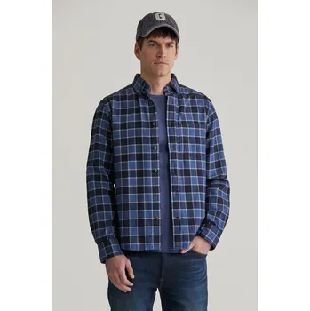 Pánské oblečení KOŠILE GANT REG HERRINGBONE CHECK SHIRT EVENING BLUE