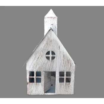 Vánoční dekorace Prodex Import domek s věžičkou na svíčku bílý