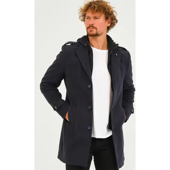 Pánská casual bunda PLT8401 DEWBERRY MEN'S COAT-DIAGONAL NAVY BLUE dewberry černá 2520321