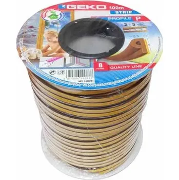 Těsnění do okna a dveří GEKO - Těsnění do oken samolepící EPDM guma E -profil 100m (2x50m) v cívce - hnědé
