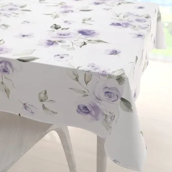 ubrus Teflonový čtvercový ubrus TF-024 Fialové růže na bílém 40x40 cm