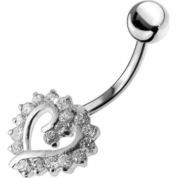 Piercing Šperky4U Stříbrný piercing do pupíku srdíčko - BP01026-C