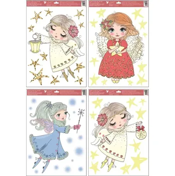 Okenní dekorace Okenní fólie andělky s glitry 35 x 50 cm