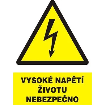 Vysoké napětí životu nebezpečno (samolepka A4)
