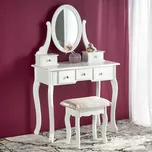 Toaletní stolek SARA 80x130 cm + taburet 45x37 cm bílá