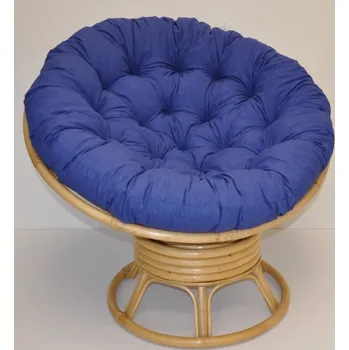 Křeslo Axin Trading s.r.o. Ratanový papasan houpací medový polstr tmavě modrý melír