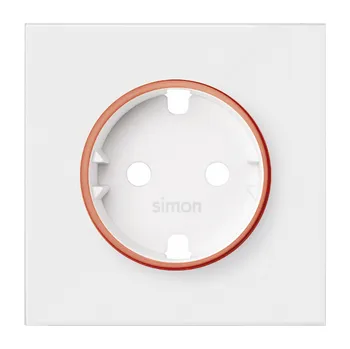 Elektrická zásuvka Simon 100 10000037-230 Kryt zásuvky Schuko s červeným okrajem bílá matná