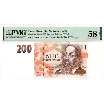 Bankovka 200 Korun 1993 S/N A66178739 EPQ 58