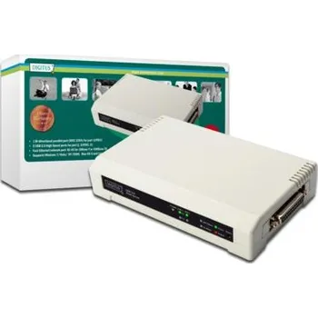 Tiskový server Digitus USB & Parallel Print Server, 3-Port 1x RJ45, 2x USB A, 1x DB-36-pin male Centronic For all common O/S