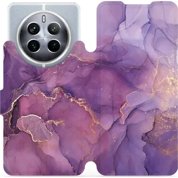 Pouzdro na mobilní telefon Flipové pouzdro Mobiwear - Realme 12 5G - VP20S Fialový mramor (Knížkové flip pouzdro, obal, kryt na mobil Realme 12 5G - VP20S Fialový mramor, materiál Umělá kůže + TPU - ochrana 360°, stojánek, silikonová vanička, magnetické zavírání)
