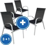 Zahradní židle Romero 3 + 1 ZDARMA, černá / šedá