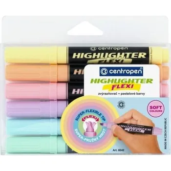 Zvýrazňovač Zvýrazňovač Centropen FLEXI 8542, sada 6 ks