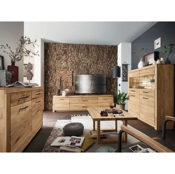 Komoda Dubový nábytek z masivu do obývacího pokoje LOMMA 7 (černé úchyty) - 100% masiv