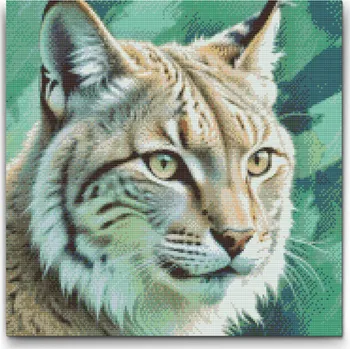 Diamantové malování Diamantové malování - Linx v odstínech tlumené zelené Velikost: 50x50cm, Rámování: Pouze srolované plátno, Diamanty: Čtvercové