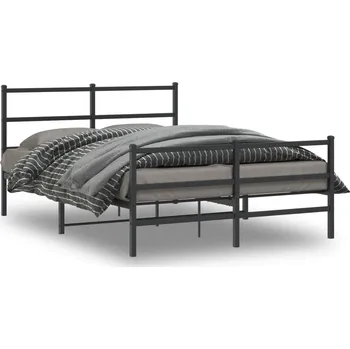 Postel vidaXL Kovový rám postele s hlavovým a nožním čelem 135 x 190 cm [355382] Barva: Černá