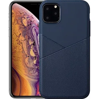 Kryt s texturou kůže z měkkého plastu pro iPhone 11 Pro Max - modrý