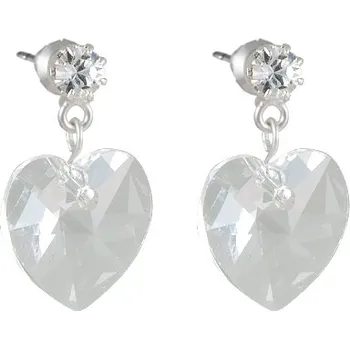 Náušnice Náušnice se Swarovski Elements, visací, tvar srdce, čiré, 14620214-krystal