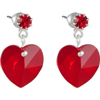 Náušnice Náušnice se Swarovski Elements, visací, tvar srdce, světle červené, 14620214-light -siam